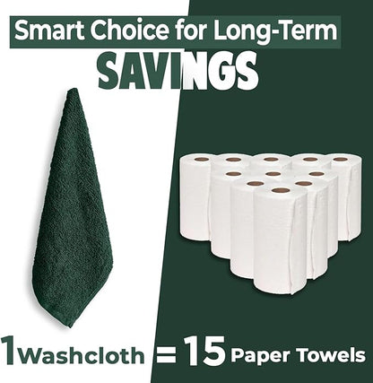 DAN RIVER 24 Pack Wash Cloths for Showering [12x12] - 100% Cotton Washcloths Premium Quality Flannel Face Cloths for Bathroom, Highly Absorbent and Soft Feel Wash Clothes, Red and Green