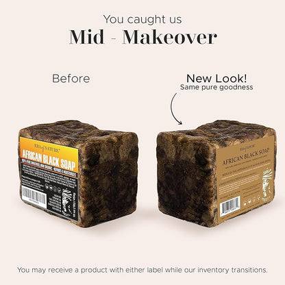 era of nature Best Raw ORGANIC AFRICAN BLACK SOAP, for Dry Skin and Skin Conditions. Pure & Natural Ingredients, Imported From Ghana - 3LB (48oz)