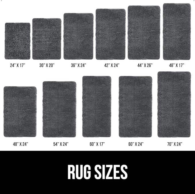 GORILLA GRIP Bath Rug Mat 30x20, Soft Absorbent Chenille, Quick Dry Microfiber Mats, Rubber Backing Washable Shower Floor Rugs, Bathmat Runner, US Designed Bathroom Home Decor Accessories Charcoal