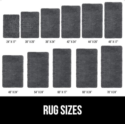 GORILLA GRIP Bath Rug Mat 30x20, Soft Absorbent Chenille, Quick Dry Microfiber Mats, Rubber Backing Washable Shower Floor Rugs, Bathmat Runner, US Designed Bathroom Home Decor Accessories Charcoal