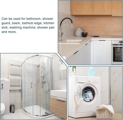 uxcell 118 Inch Collapsible Shower Barrier Stopper Water Splash Guard Blocker 118"Lx0.8"Wx0.5"H for Bathroom Kitchen Wet and Dry Separation, White