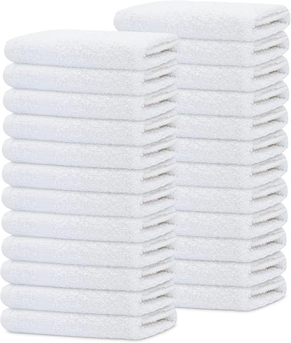 GOLD TEXTILES 48 Pack Economy White Washcloths Set (12x12 inches) - Cotton Blend Commercial Grade Cleaning Rags, Quick Drying & Soft Face Cloths, Fingertip Towels for Bathroom, Spa, Gym, and Kitchen