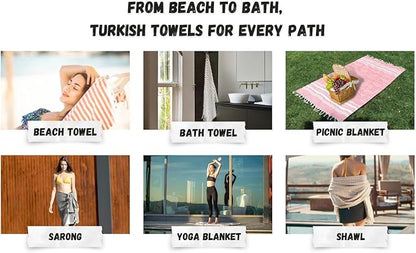 Bazaar Anatolia Turkish Beach Towel – 100% Cotton, Quick Dry, Sand Free Striped Towel for Bathroom and Travel, Sage Olive Color – Oversized 71x39 Inches – Arpa Green