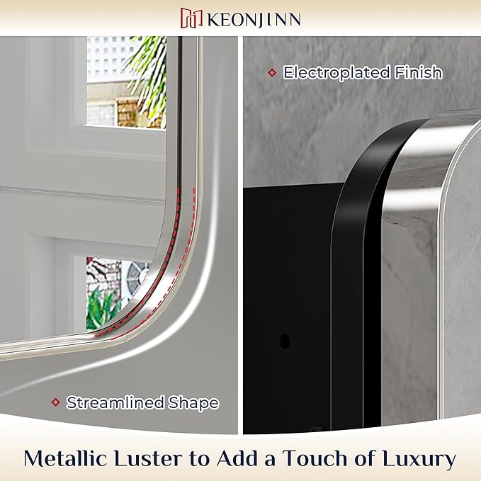 Keonjinn 60 x 32 Inch Large Chrome Medicine Cabinets, Recessed Bathroom Medicine Cabinet, Elegant Silver Stainless Steel Framed, Sturdy & Heavy, Adjustable Shelves, DTC Hinges, Soft Closing, Modern