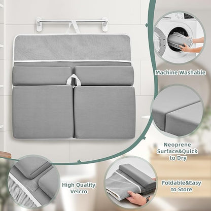 IFNOW Baby Bath Kneeler and Elbow Rest Pad Set - 26'' Extra Long and 2.4'' Thick, Quick Dry Kneeling Pad for Bathing Baby with Knee & Arm Support, Foldable Non-Slip Bathtub Mat with Toys Organizer