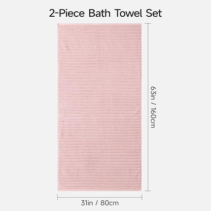 REDKISS 2Pack Large Bath Towels 31×63 inches, 100% Cotton, Super Soft and Absorbent, Quick-Dry Towels, Perfect for Bathroom,Plush Shower Towels-Pink