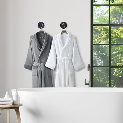 YOHOM Suction Cup Hooks for Shower Wall Bathrooms Towels Hook for Glass Door Heavy Duty (Black, 4 PCS)