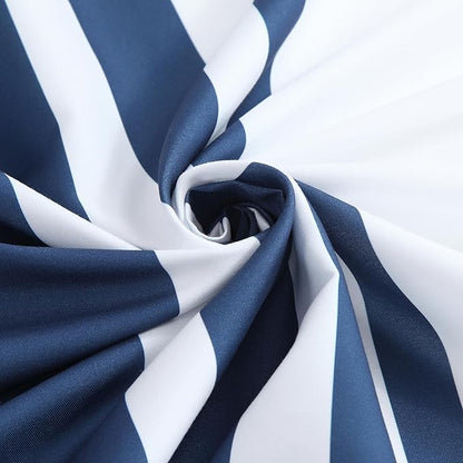 Blue and White Striped Shower Curtain 72x72 Inches, Waterproof Fabric with Modern Gradient Lines, 12 Rustproof Grommets & Weighted Hem