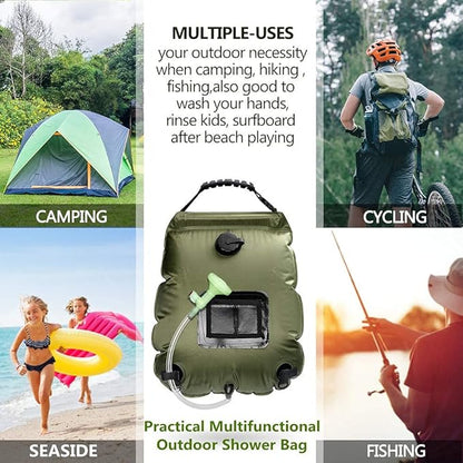 Solar Shower Bag, 5Gal(20L) Portable Solar Heating Camping Shower Bag,with Removable Hose and On-Off Switchable Shower Head,for Outdoor Traveling/Climbing/Hiking/Beach/Swimming