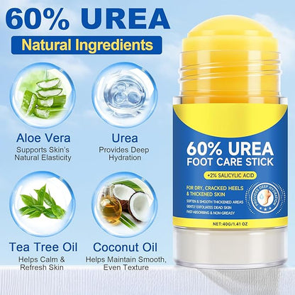 2Pack 60% Urea with 2% Salicylic Acid Urea Foot Care Stick, Foot Cream Moisturizer for Dry Cracked Feet, Knees, Elbows, Hands,Moisturizes and Hydrates the Dry Skin,Callus Remover & Skin Softener