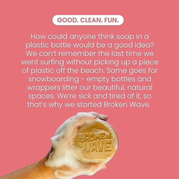 Broken Wave Natural Bar Soap for Women and Men | Hydrating, Vegan, Cruelty-Free Bar Soap | Coconut Lemongrass & Papaya Scent | Sulfate, Paraben & Plastic-Free Body Soap for Soft & Smooth Skin | 2-Pack