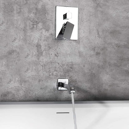 POP SANITARYWARE All Metal Shower Tub Faucet Set Chrome Bathroom 8 Inch Shower Head System with Tub Spout Wall Mounted Single Handle Shower Trim Kit with Rough-in Valve