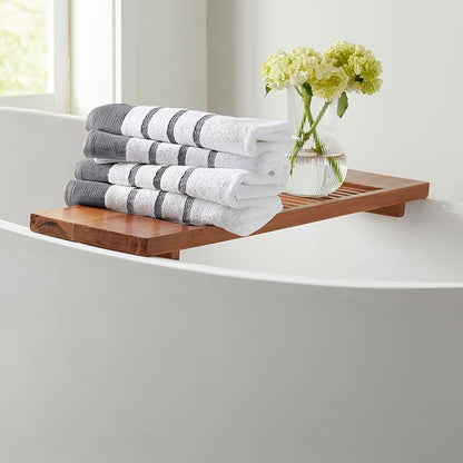 Great Bay Home Decorative Hand Towel Set - Luxury Cotton 4 Pack 26x16 Hand Towel Set - Luxurious, Ultra-Soft, Durable Towels for Bathroom Decor (Dark Grey/Light Grey)