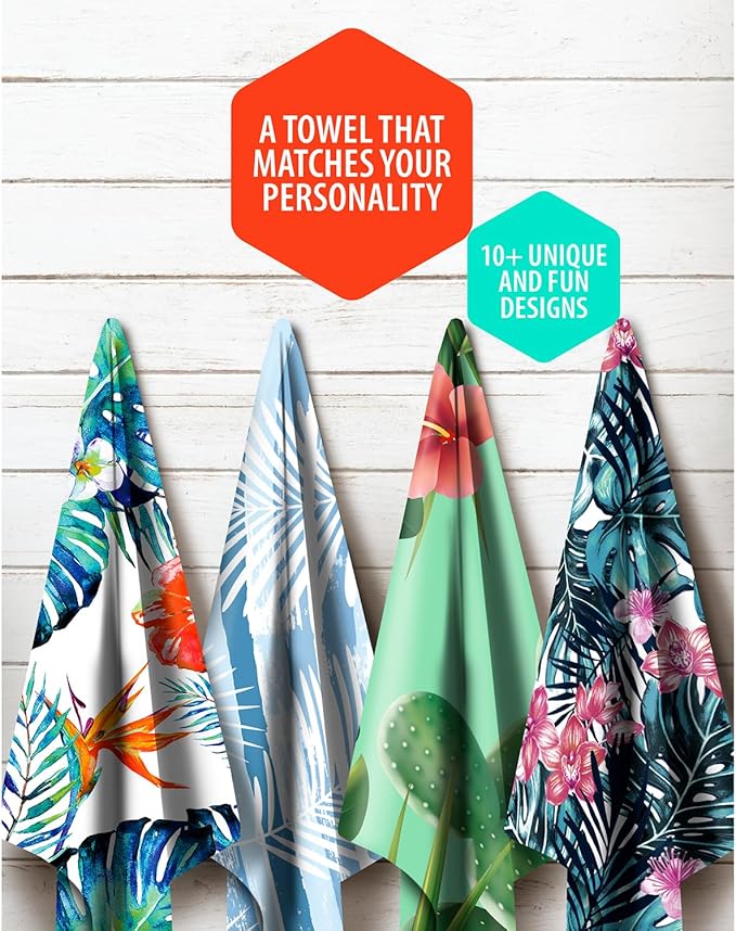 VENTURE 4TH Microfiber Beach Towel: Quick-Dry, Compact, Sand-Free, Absorbent, Sandproof and Lightweight - Perfect for Camping, Beach, and Roadtrips (Tropical Heat Design | 35x78 inches)