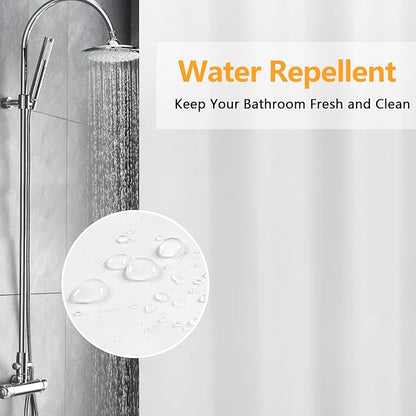Waterproof Fabric Shower Curtain Liner with 3 Weighted Magnets, 72 x 90 Inch White Washable Shower Curtain Tall, Extra Long Cloth Shower Liner for Bathroom
