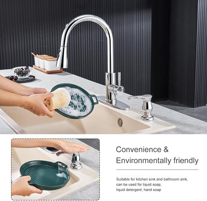GAGALIFE Kitchen Sink Soap Dispenser Chrome, Under Sink Soap Dispenser with 40" Silicone Extension Tube Kit,Say Goodbye to Frequent Refills