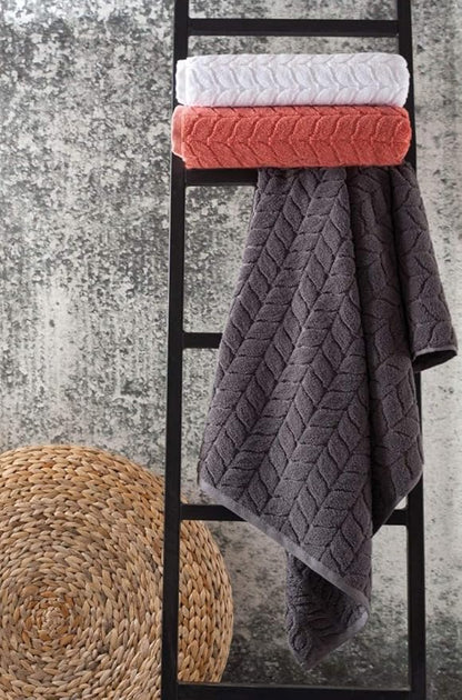 BAGNO MILANO Turkish Cotton Ultra-Soft Plush Absorbent Quick Dry Bathroom Towel Set, Made in Turkey (Gray, Bath Sheet)