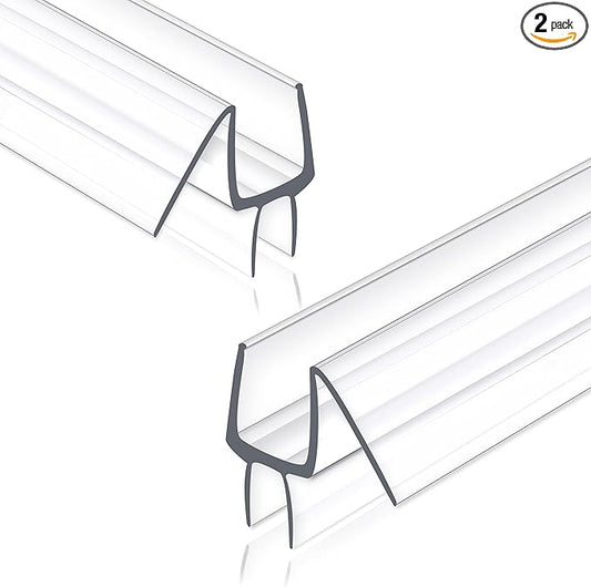 Frameless Shower Door Seal Strip 2 Pack x 39 Inch M Glass Shower Door Bottom Seal Side Seal Strip Door Sweep for 3/8" Glass Ultra-Clear Polycarbonate Stop Shower Leaks Create A Water Barrier