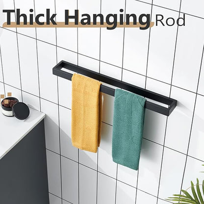 KOKOSIRI Towel Bar Matte Black Bath Towel Holder 20-Inch Kitchen Rack Stainless Steel for Bathroom Hardware Wall Mounted, 1 Pack B4008BK-L20