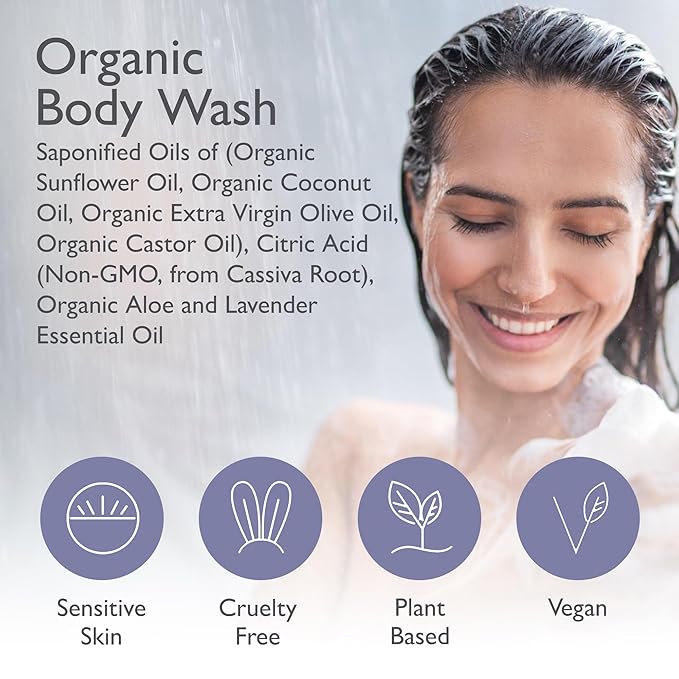 SoCal Suds & Company Organic Baby Shampoo and Body Wash - 2-in-1 Castile Soap, Hypoallergenic, Sensitive Skin, Natural Soap, Toddler Shampoo, Infant, Newborn, Kids Body Wash - 12oz Lavender 2Pk
