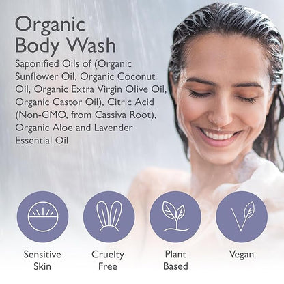 SoCal Suds & Company Organic Baby Shampoo and Body Wash - 2-in-1 Castile Soap, Hypoallergenic, Sensitive Skin, Natural Soap, Toddler Shampoo, Infant, Newborn, Kids Body Wash - 12oz Lavender 2Pk