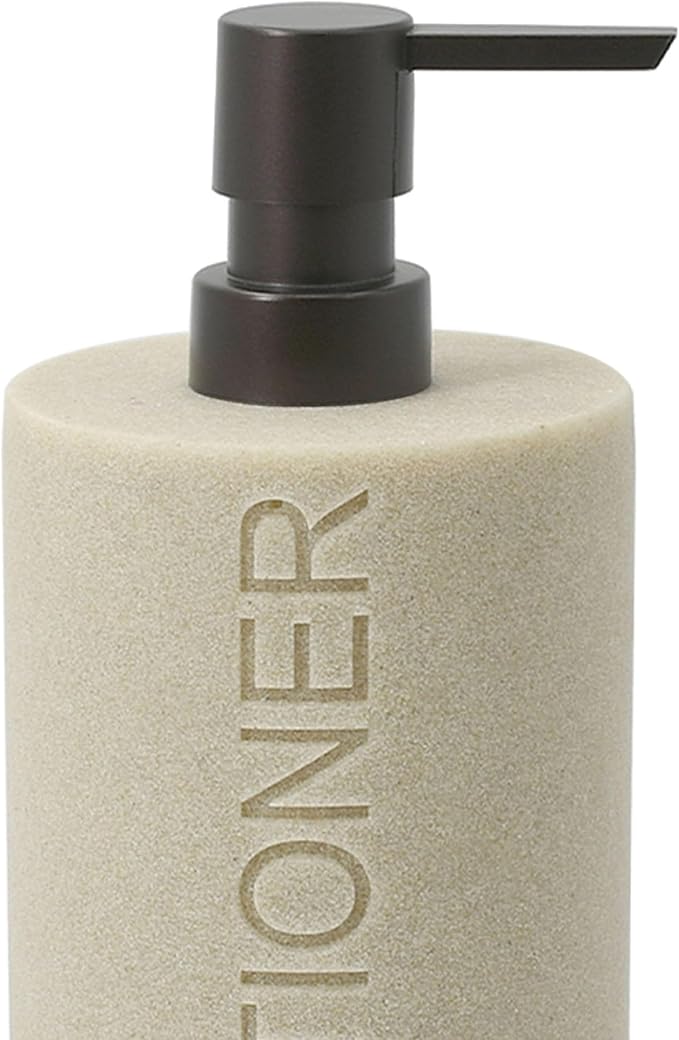 Resin Tan Sandstone Conditioner Engraved Bottle Refillable Pump Dispenser, Durable Waterproof Resin Construction for Bath, Shower - Tan Sandstone ORB Pump