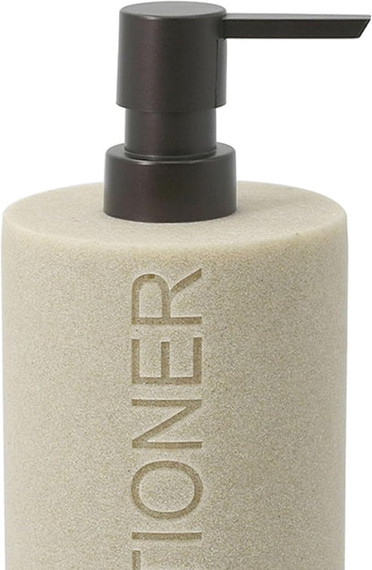 Resin Tan Sandstone Conditioner Engraved Bottle Refillable Pump Dispenser, Durable Waterproof Resin Construction for Bath, Shower - Tan Sandstone ORB Pump