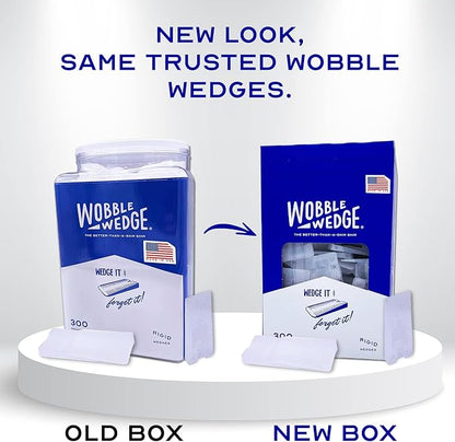 WOBBLE WEDGES The Original Rigid Plastic Shims, Heavy Duty Leveling Wedges for Furniture, Tables, Toilets, Home Improvement & Work Projects, Transparent Leveling Feet, Made in USA, 300Pack