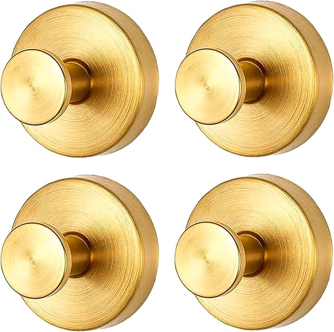Removable & Reusable Suction Cup Hooks for Shower, Heavy Duty No-Drill Cup Hooks for Towels, Robes, Loofah–Wreath Hangers for Front Doors,Doors & Smooth Surfaces (Gold, 4 Pack)