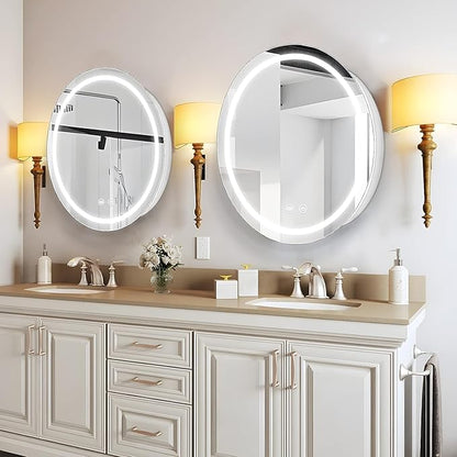 30 inch Round Medicine Cabinet with Lights,Led Medicine Cabinet with Defogger,Illuminated Mirror Cabinet for Bathroom,Dimmable,Defogger,3 Color Temperature 3000k-6500k White