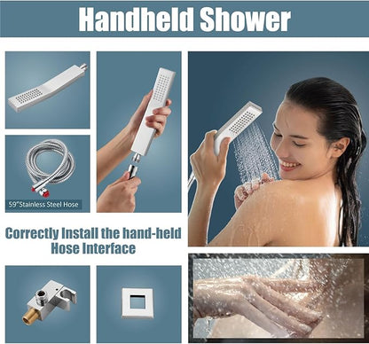 Aolemi Shower Faucet Set Rain Shower System with Handheld Spray Bathroom Shower Combo Rough-in Valve and Shower Trim Kit Included Polish Chrom 10 Inch Wall Mount Shower Head
