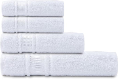Melissa Linen 8 Piece Turkish Cotton Towel Set, 2 Bath Towel 28 x 55 Inches, 2 Hand Towel 20 x 35 Inches, 4 Fingertip Towel 12 x 18 Inches, White, Absorbent, Quick Dry, Durable and Soft Shower Towel