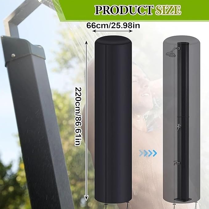 Outdoor Solar Shower, Heavy Duty Cover, 90.6x26.4 Inches Protective Cover with Windproof Design, Durable Material Shield, Camping Gear with Easy Installation, Adventure Supplies for Patio