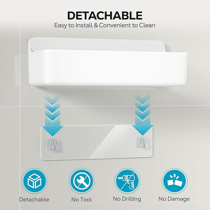 Nieifi Adhesive Wall Shelf, Shower Shelves 5 Pack with Soap Holder, Shower Organizer for Bathroom Organization, White