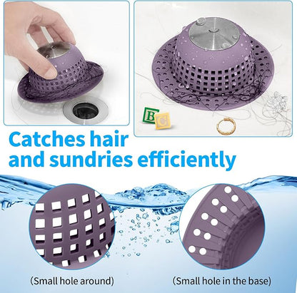 Shower Drain Hair Catcher, Bathtub Drain Cover Foldable Silicone Shower & Tub Protector for Pop-Up & Regular Drains