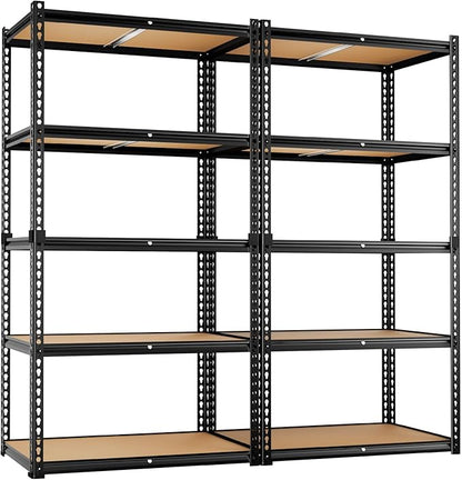 LEVELEVE 5-Tier Storage Shelving Unit, 2020 lbs Capacity, Heavy Duty Adjustable Metal Utility Shelf, 35" L x 16" W x 73" H for Garage, Kitchen, Pantry, Basement, Bathroom, Laundry, 2 Pack