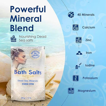 Natural Dead Sea Salt 100% Mineral-Rich Bath Soak, More Minerals Than Epsom Salt, Deep Relaxation, Detox, Exfoliates & Softens Skin, Helps Psoriasis, Eczema, Joint & Muscle (42.3 oz, Jasmine)