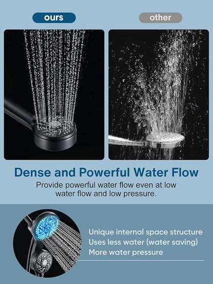 Cobbe High Pressure 3-Way Shower Head Combo, Hand Held Shower & Rain Shower Separately or Together, Dual 2 in 1 Showerhead with Stainless Steel Hose - Black