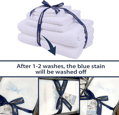 Everplush Diamond Collection 6-Piece Bath Sheet Towel Set, Soft Plush Jacquard Luxury Bath Towels,Highly Absorbent & Fast-Drying Luxury Towels Sets for Bathroom,Shower, or Spa (White, Bath Sheet 6PK)