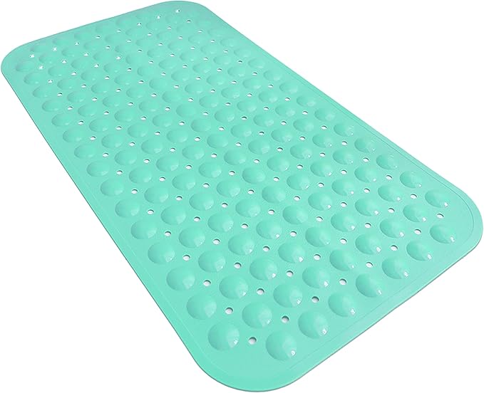 Anti-Slip Bathtub Shower mat, 27.5×14.5（Approximately 70×37cm） inch Soft Oversized Machine Washable Non-Slip Bathtub mat with Drainage Holes, Bathroom Floor Suction Cup.（1-Opaque Mars Green）