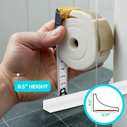 Shower Threshold Water Dam Barrier 98", Silicone Sealant Included, Collapsible Self-Adhesive Water Blocker, Shower Door Water Stopper for Floor Bathroom Kitchen Bathtub Sink