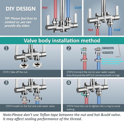 Aolemi Outdoor Shower Fixtures Kit Faucet System 3 Inch Center with Showerhead 2 Handle Exposed Shower with Brass Mix Valve Polish Chrome