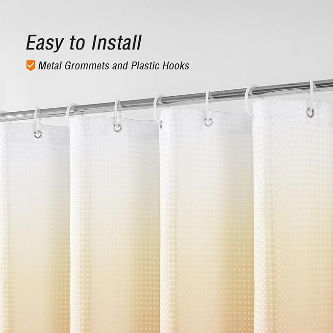 Gibelle Orange Shower Curtain, Ombre Waffle Weave Fabric Shower Curtain for Bathroom Set with Hooks, Water Repellent and Machine Washable, 72 x 72