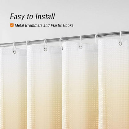 Gibelle Orange Shower Curtain, Ombre Waffle Weave Fabric Shower Curtain for Bathroom Set with Hooks, Water Repellent and Machine Washable, 72 x 72