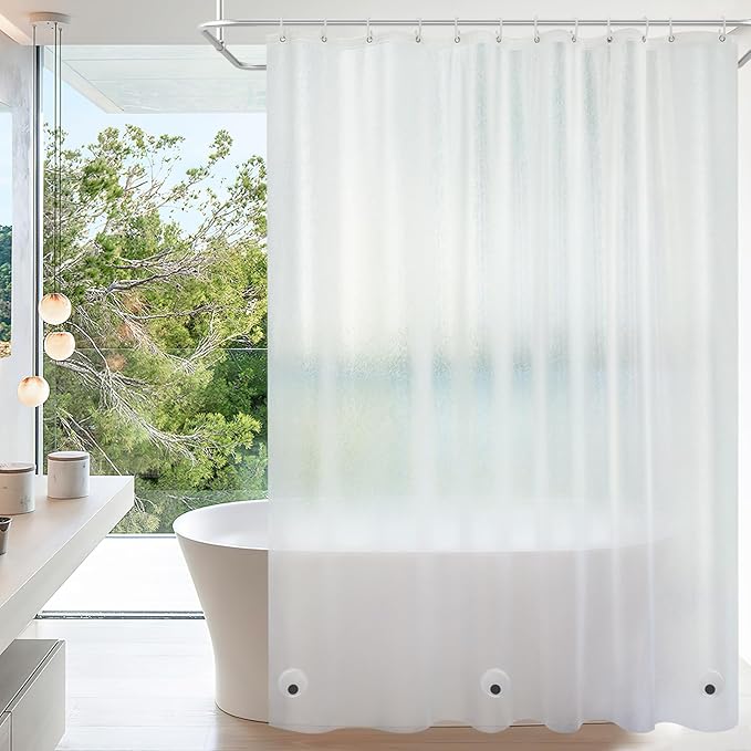 EVA Frosted Shower Curtain Liner Long 78 Inch, Bpa-Free Waterproof Shower Liner with 3 Extra-Large Magnets, 72'' x 78'' Bathroom 3D Silk Textured Plastic Shower Curtain Translucent for Privacy