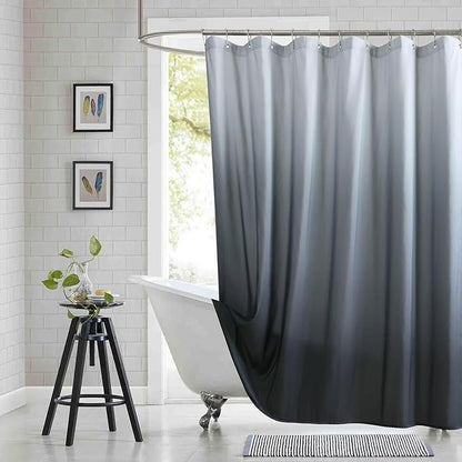 Stall Fabric Shower Curtain, Gray Ombre Narrow Cloth Shower Curtains for Bathroom, Modern Bathroom Small Curtains, 54" W x 72" H