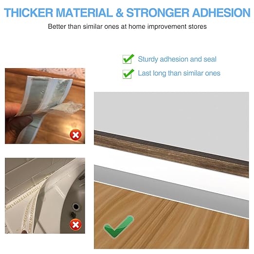 White Caulking Tape for Toilet and Bathtub Self Adhesive, 1.5" x13.5Ft Sealant Caulk Strip Sealing Tape for Bathroom Peel and Stick Floor Shower Wall Tile and Kitchen Edge Protector