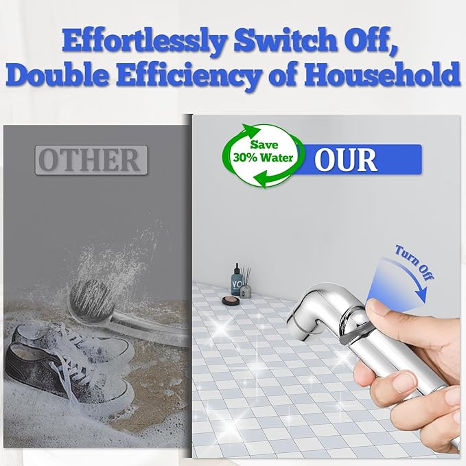 Dog Shower Sprayer Attachment, YDmeet 100 Inch Dog Washing Hose for Fast and Clean Pet Showering, Multifunctional Wand with Turn Off, Brass 3 Way Diverter, No Drill Holder, Chrome