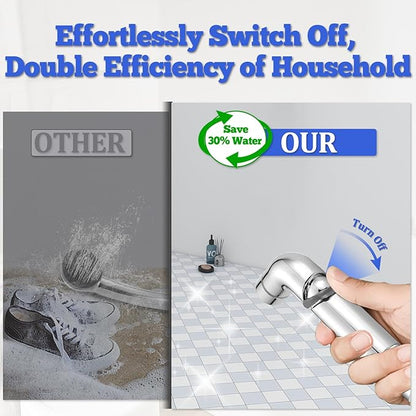 Dog Shower Sprayer Attachment, YDmeet 100 Inch Dog Washing Hose for Fast and Clean Pet Showering, Multifunctional Wand with Turn Off, Brass 3 Way Diverter, No Drill Holder, Chrome