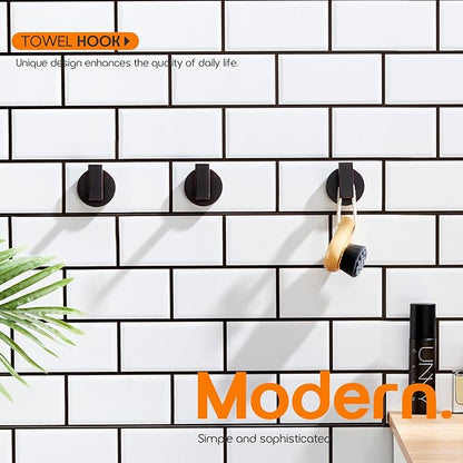Robe Hook Bath Towel Hooks Stainless Steel Wall Hooks for Bathroom Kitchen Closet Garage Door Hanger Oil Rubbed Bronze 3 Pack, AN1001ORB-P3